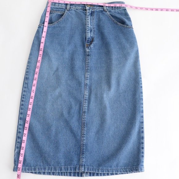 Vintage Pennmans Midi Medium Wash Denim Jean Skirt Size 8 - Picture 6 of 15